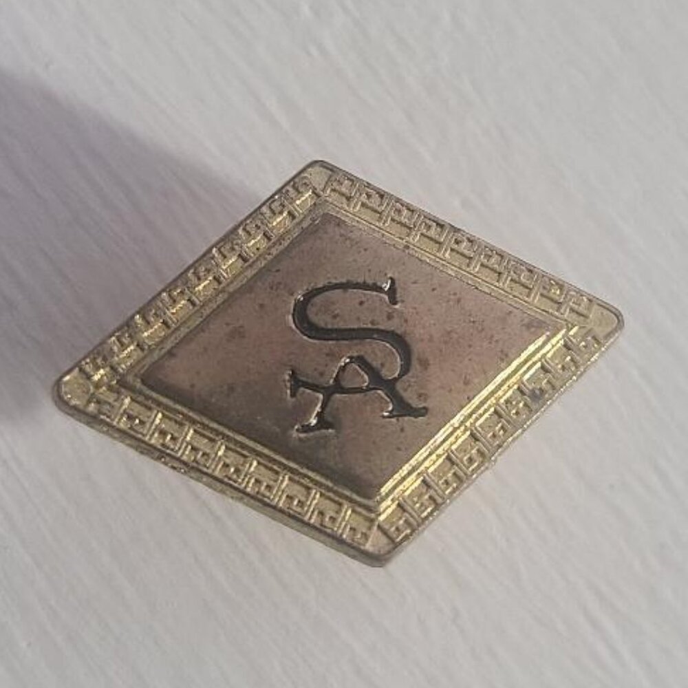 Letters "SA" Vintage Gold Lapel Pin Tie Tack Brooch